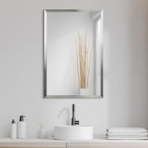 Contempo Brushed Silver Stainless Steel Rectangular Wall Mirror
